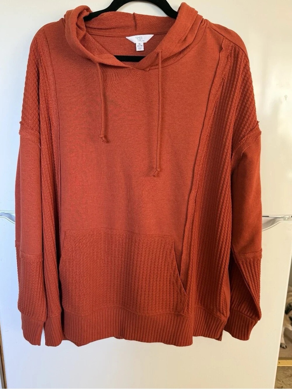 Time and Tru Rust Scoop Neck Hooded Sweater